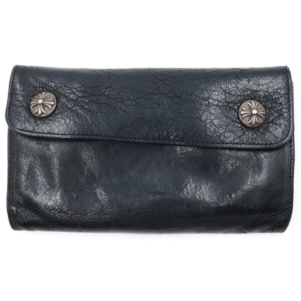 CHROME HEARTS(クロムハーツ) WAVE ウェーブ デストロイレザー ウォレット 財布 ブラック