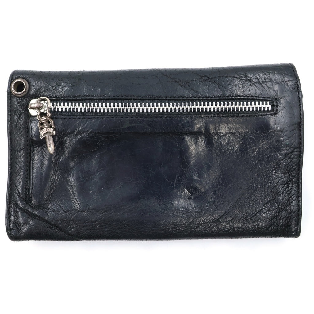 CHROME HEARTS(クロムハーツ) WAVE ウェーブ デストロイレザー ウォレット 財布 ブラック