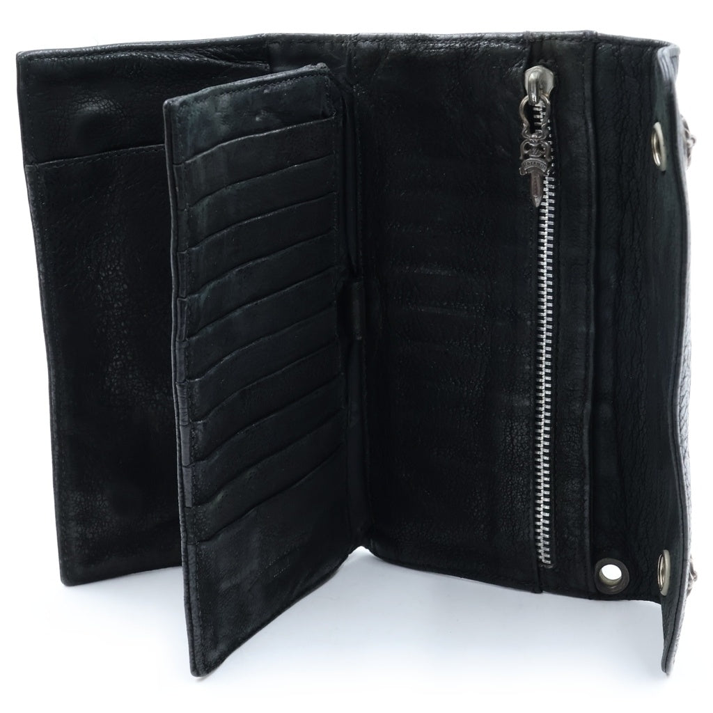 CHROME HEARTS(クロムハーツ) WAVE ウェーブ デストロイレザー ウォレット 財布 ブラック