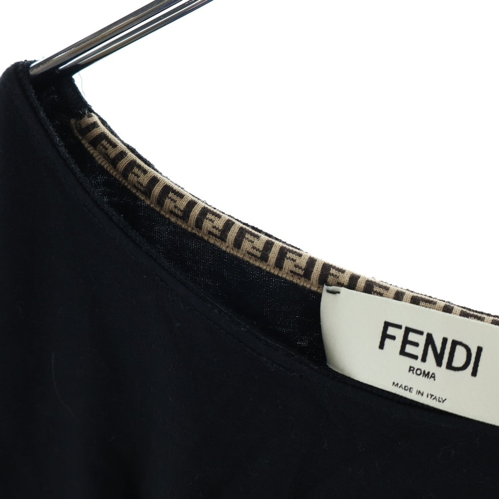 FENDI(フェンディ) フロントロゴ クロップド クルーネック半袖Tシャツ カットソー レディース ブラック FS7901 AKS3
