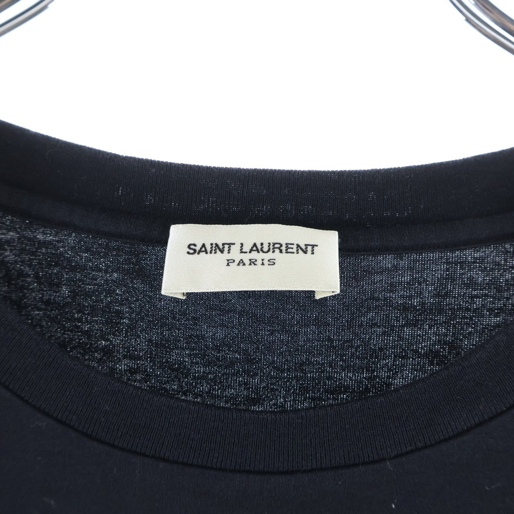 SAINT LAURENT PARIS(サンローランパリ) ロゴプリント クルーネック半袖Tシャツ カットソー ブラック 460876 YB2DQ