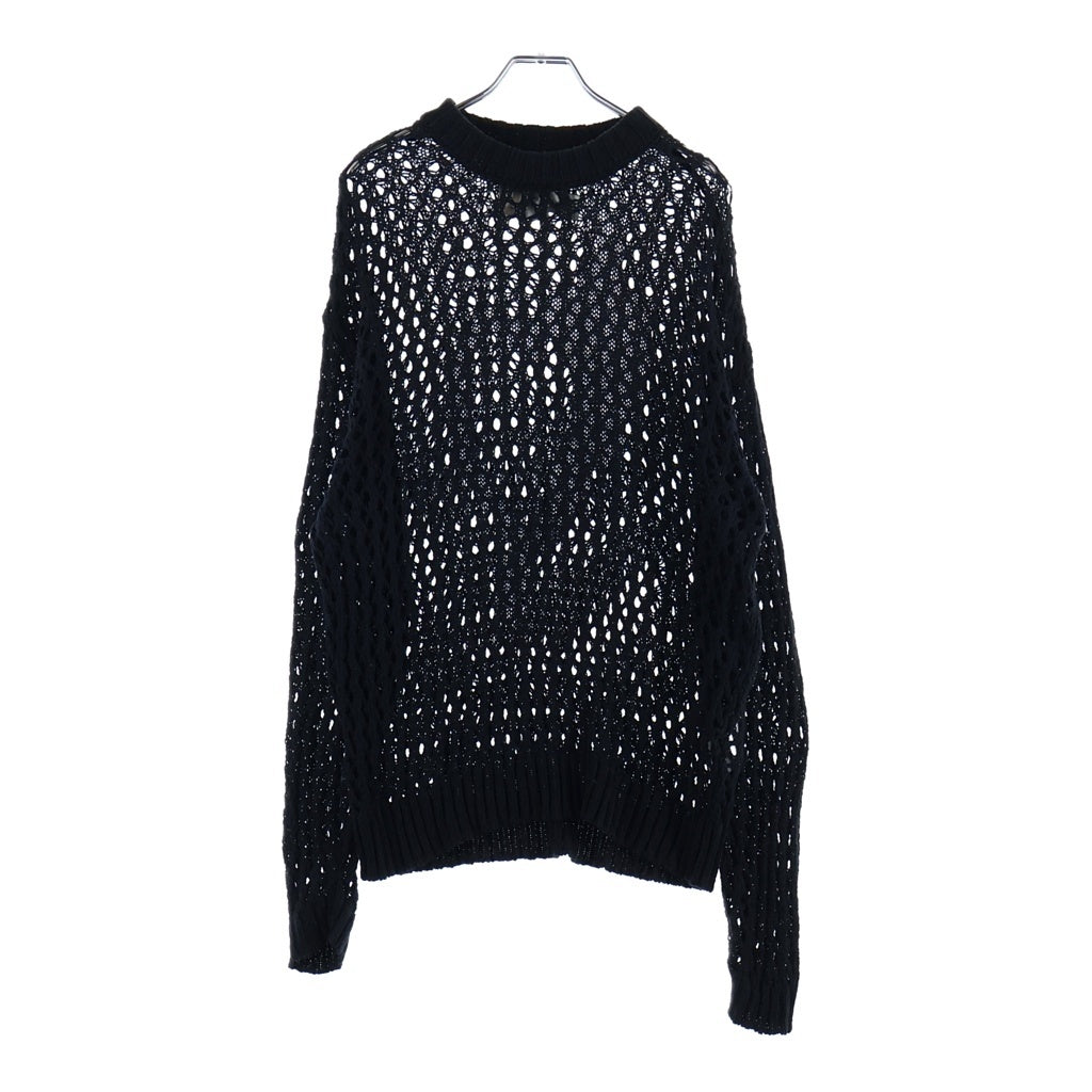 Feng Chen Wang(フェン チェン ワン) KNIT SWEATER ローゲージ メッシュコットンニット セーター ブラック 7874140208