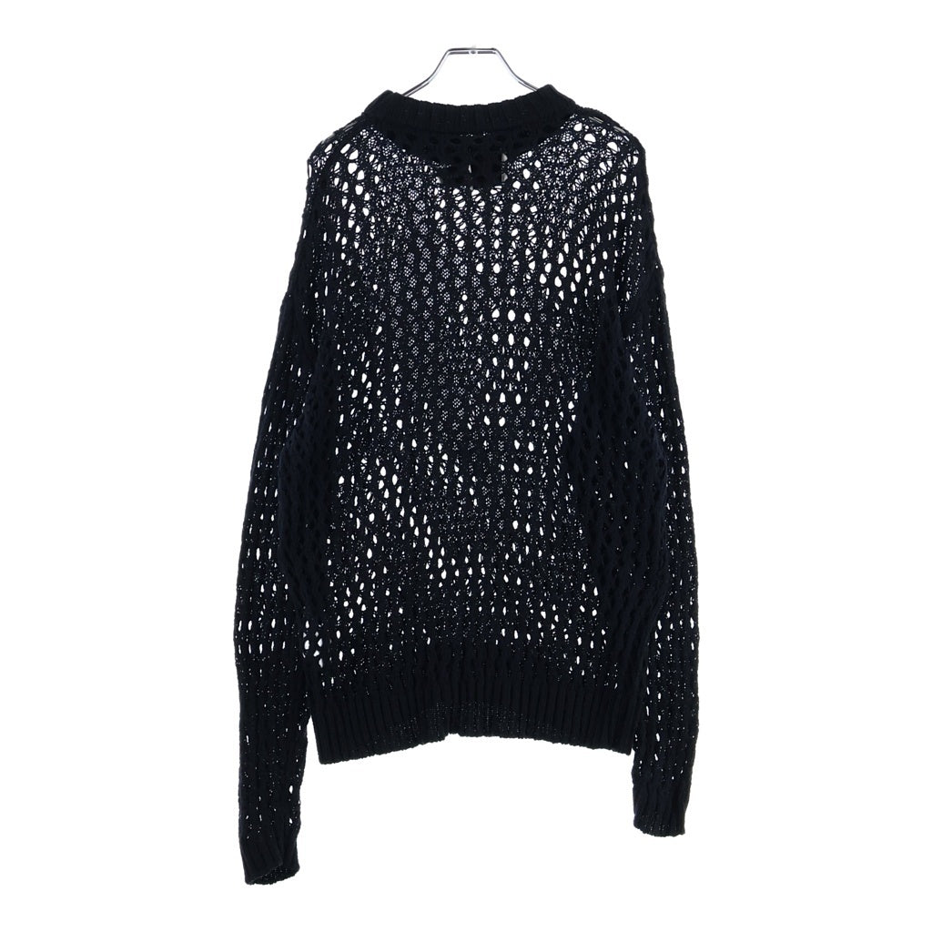 Feng Chen Wang(フェン チェン ワン) KNIT SWEATER ローゲージ メッシュコットンニット セーター ブラック 7874140208