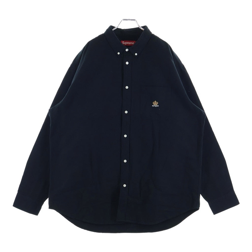 SUPREME(シュプリーム) 25AW Loose Fit Flannel Oxford Shirt ルーズフィット フランネル オックスフォード ボタンダウン 長袖シャツ ブラック