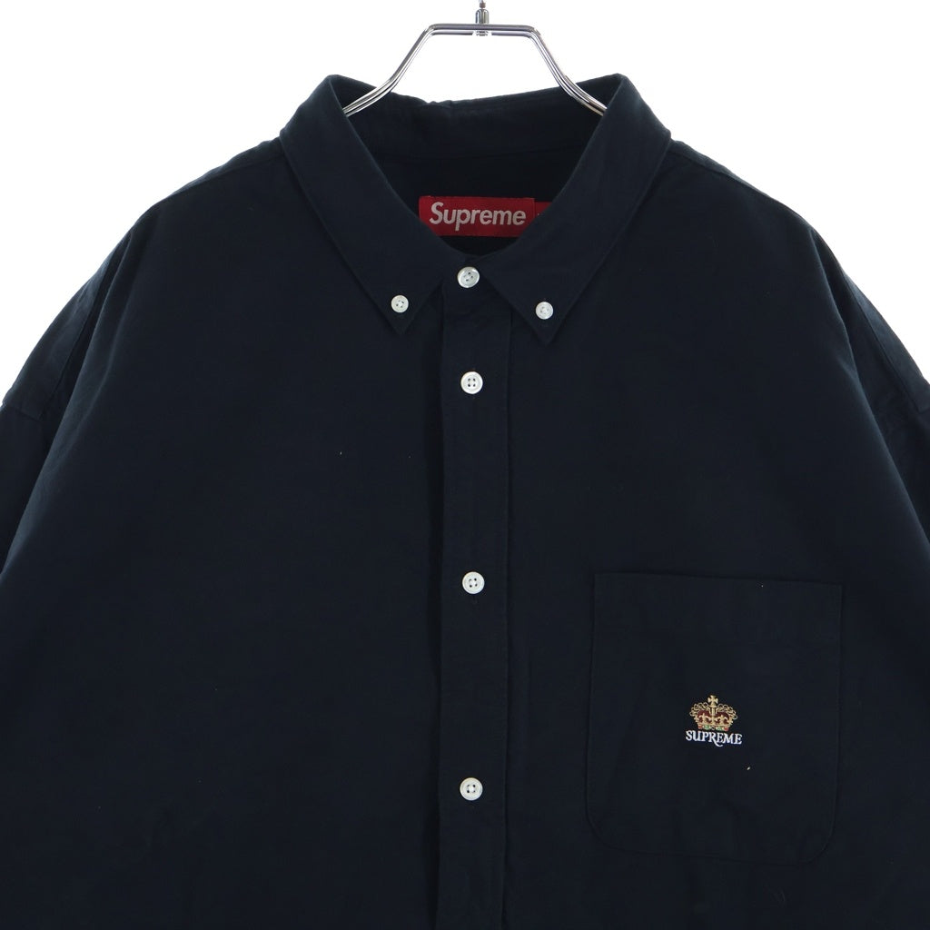SUPREME(シュプリーム) 25AW Loose Fit Flannel Oxford Shirt ルーズフィット フランネル オックスフォード ボタンダウン 長袖シャツ ブラック