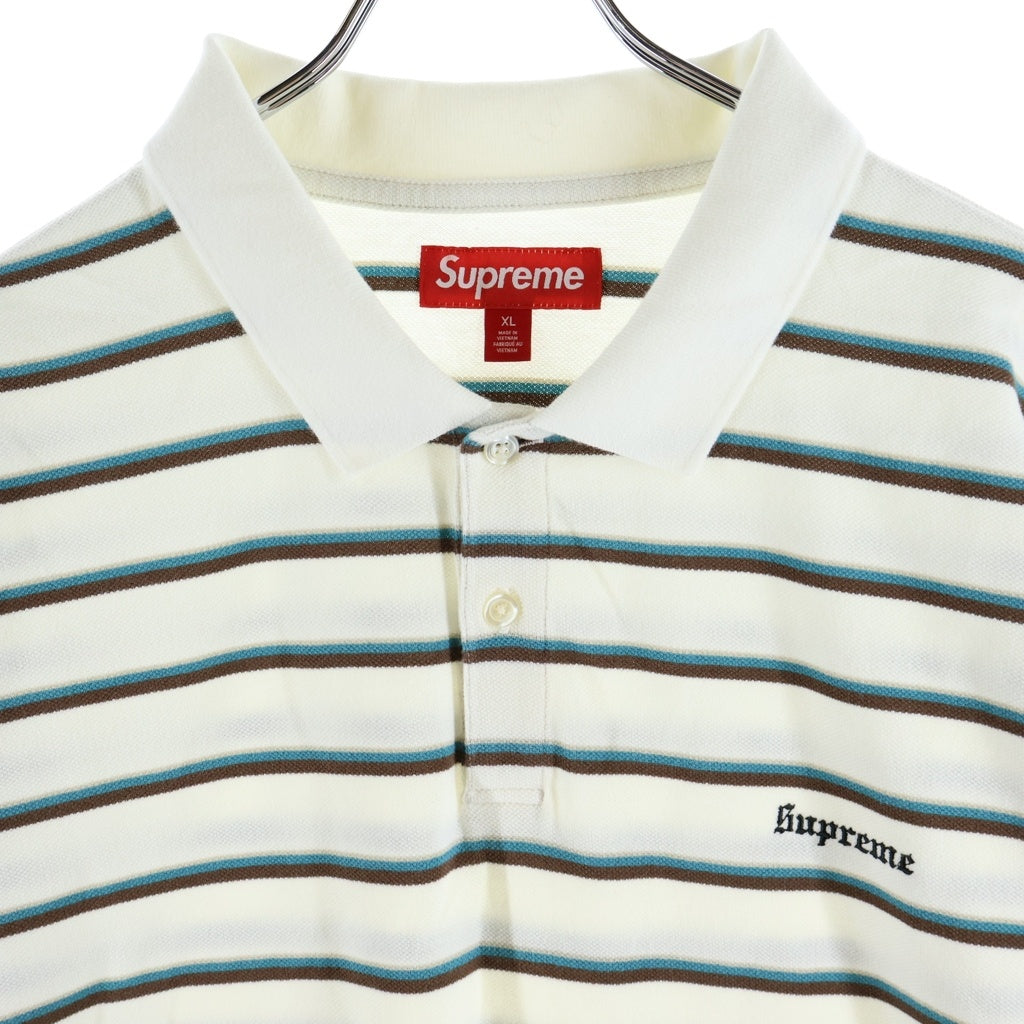 SUPREME(シュプリーム) 26SS Washed Stripe Polo ウォッシュド ストライプ 半袖ポロシャツ ホワイト