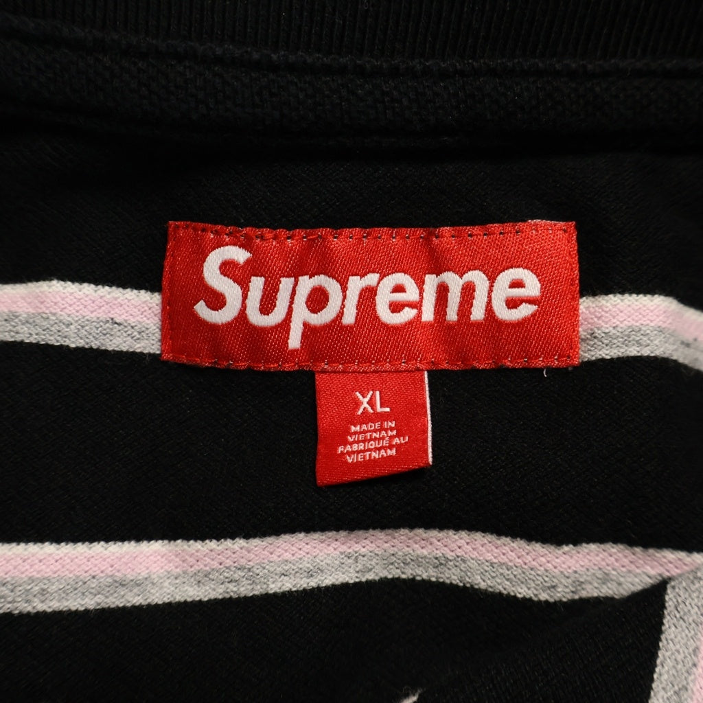 SUPREME(シュプリーム) 26SS Washed Stripe Polo ウォッシュド ストライプ 半袖ポロシャツ ブラック