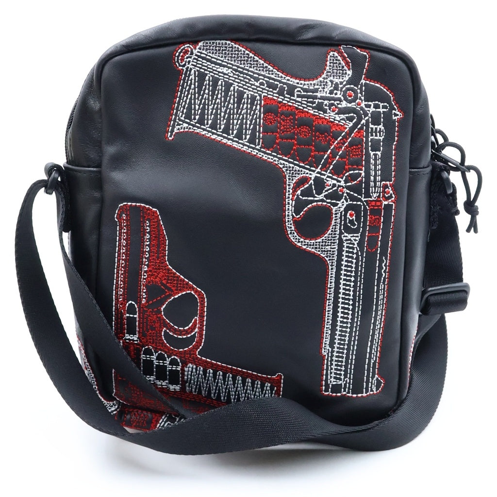 SUPREME(シュプリーム) 26SS Guns Embroidered Leather Shoulder Bag ガンズエンブロイダリー レザー ショルダーバッグ ブラック