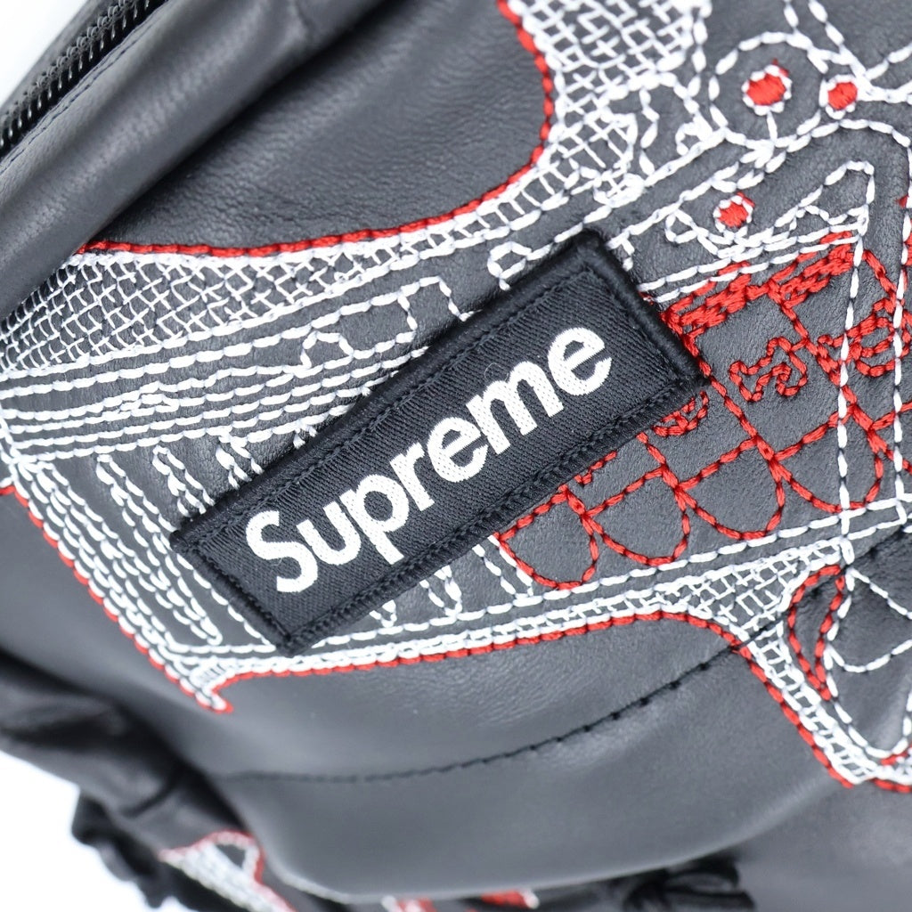 SUPREME(シュプリーム) 26SS Guns Embroidered Leather Shoulder Bag ガンズエンブロイダリー レザー ショルダーバッグ ブラック