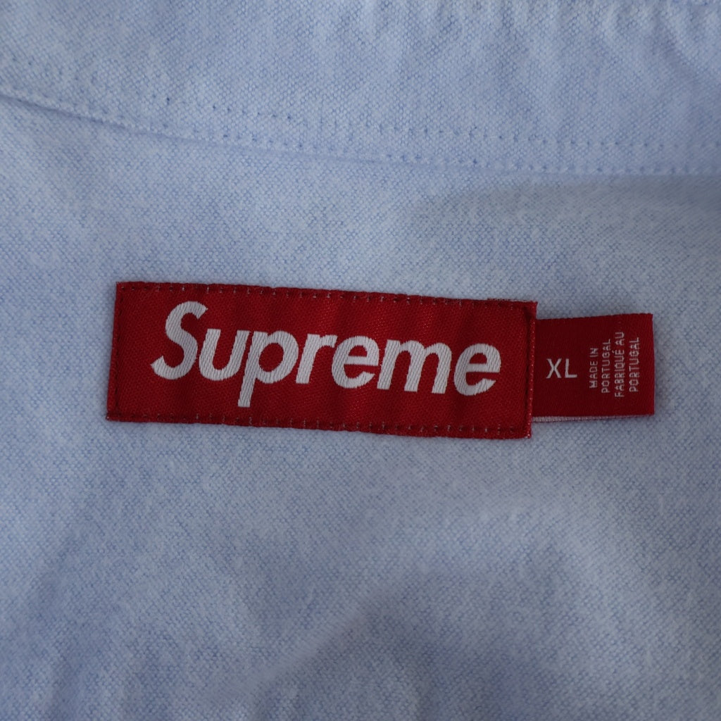 SUPREME(シュプリーム) 24SS Loose Fit Flannel Oxford Shirt クラウンロゴ ルーズフィット フランネル オックスフォード長袖シャツ ライトブルー