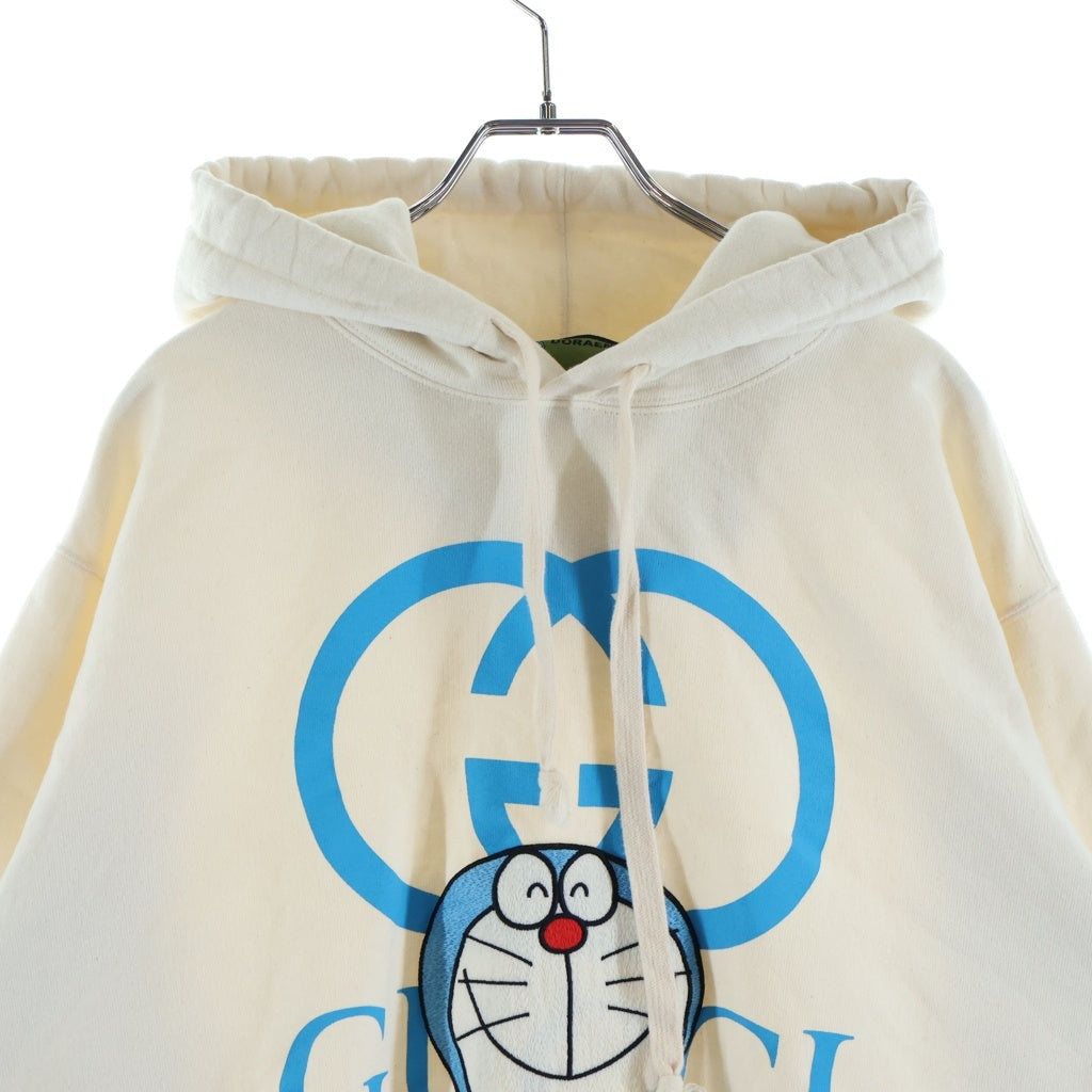 GUCCI(グッチ) 21SS ×ドラえもん GGロゴプリント キャラクターワッペン プルオーバーパーカー フーディー ホワイト 646953 XJDE1