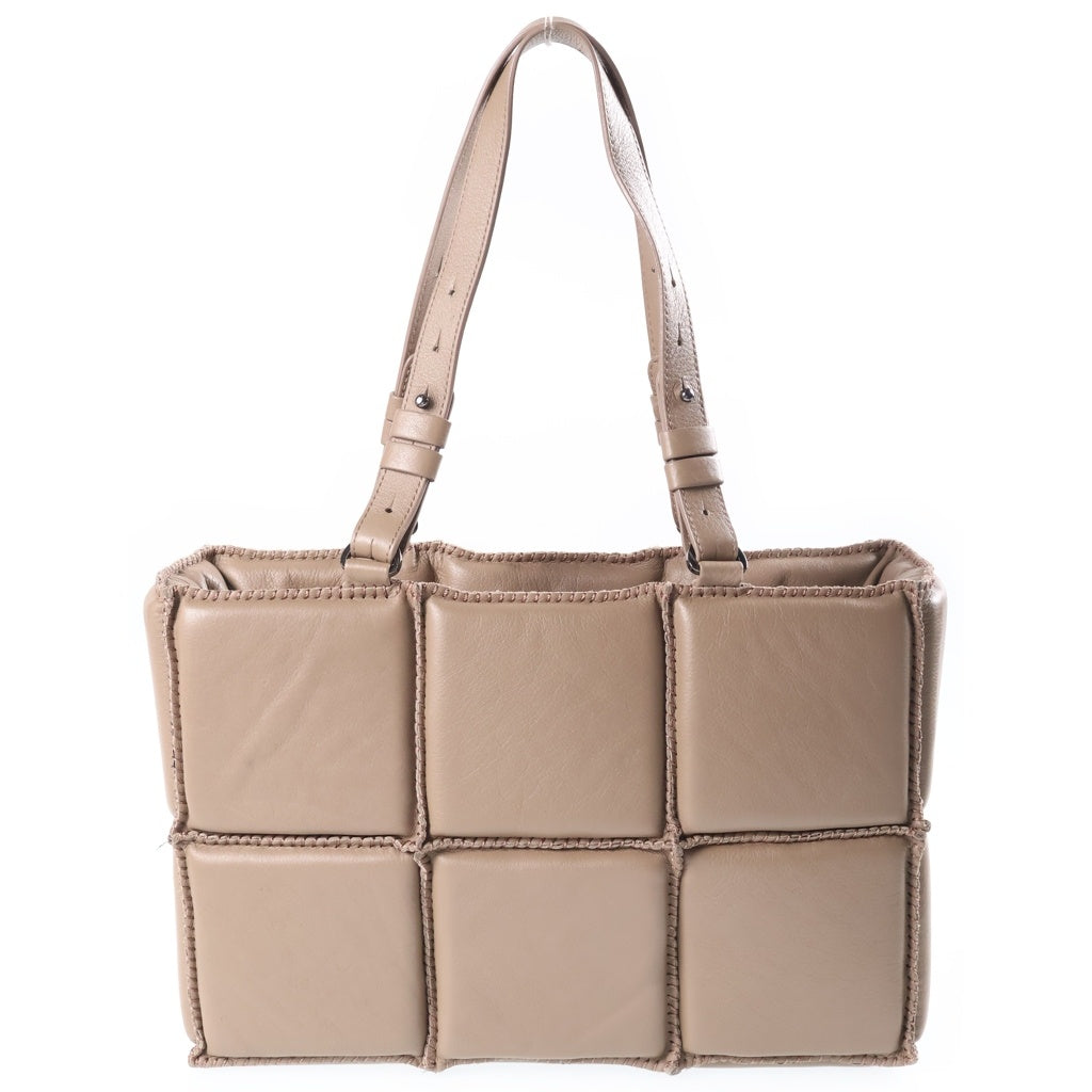 JAMIN PUECH(ジャマンピュエッシュ) JONU M PAD BAGS ジョヌ レザー パッド パッチワーク ショルダー ハンドバッグ ベージュ レディース