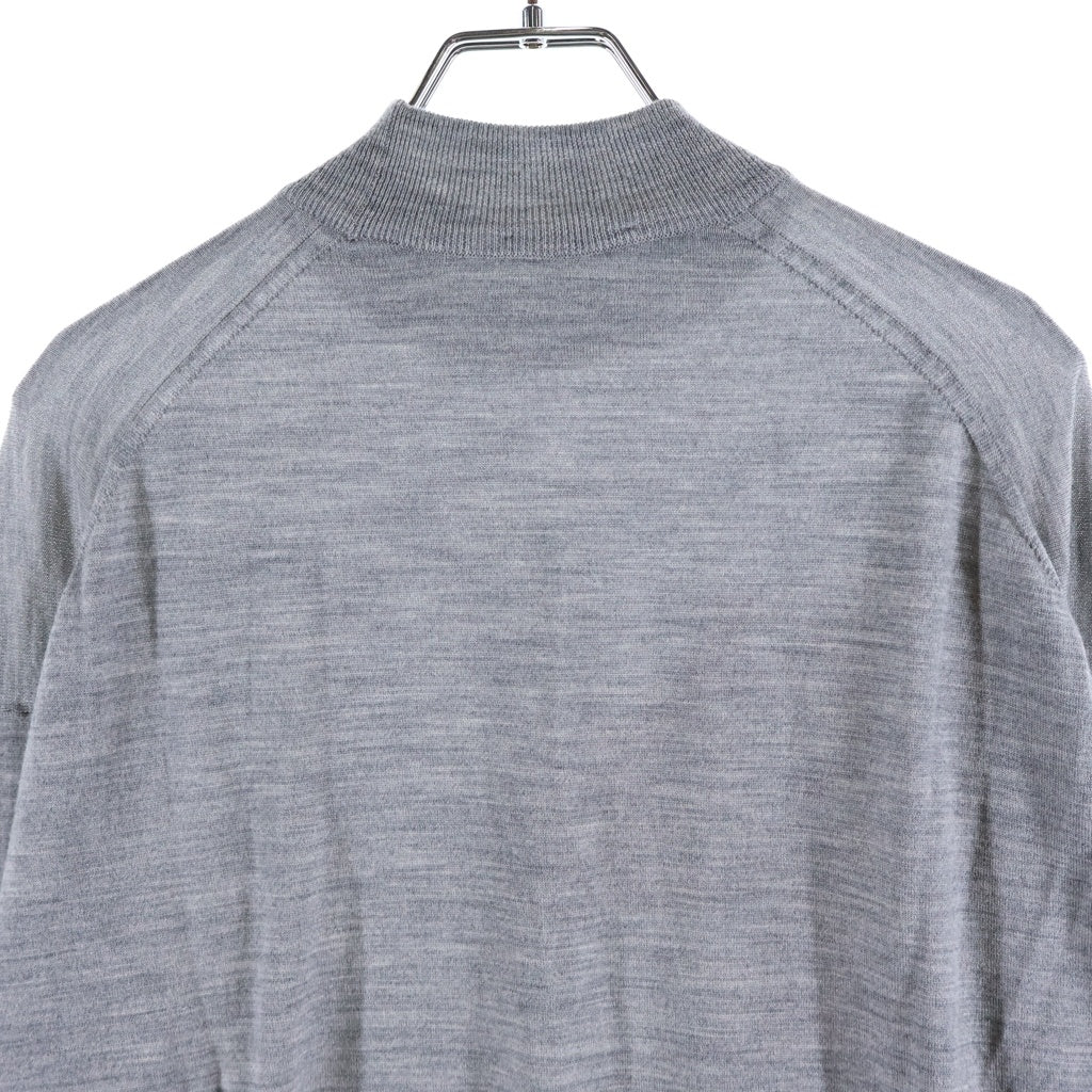 JOHN SMEDLEY(ジョンスメドレー) 22AW ×SHINYA KOZUKA ANTIQUE HIGH GAUGE シンヤコズカ アンティーク ハイゲージ グラフィックプリント モックネック ニットセーター グレー 2202SK72A
