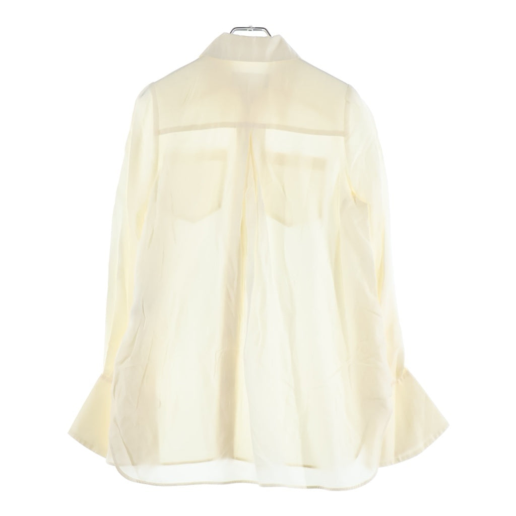 Mame Kurogouchi(マメ クロゴウチ) 22AW VOLUME SLEEVE SHIRT シルク ボリュームスリーブ 長袖シャツ ホワイト レディース MM22PF-SH715