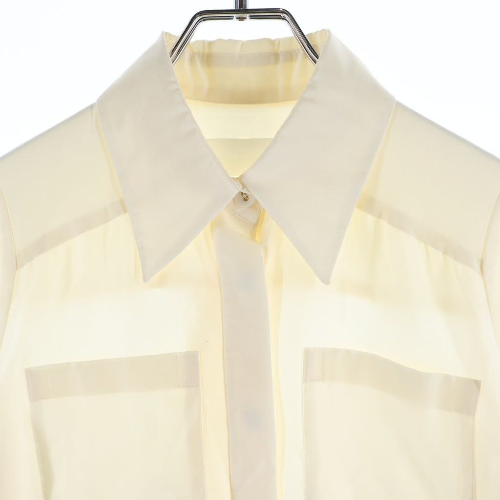Mame Kurogouchi(マメ クロゴウチ) 22AW VOLUME SLEEVE SHIRT シルク ボリュームスリーブ 長袖シャツ ホワイト レディース MM22PF-SH715