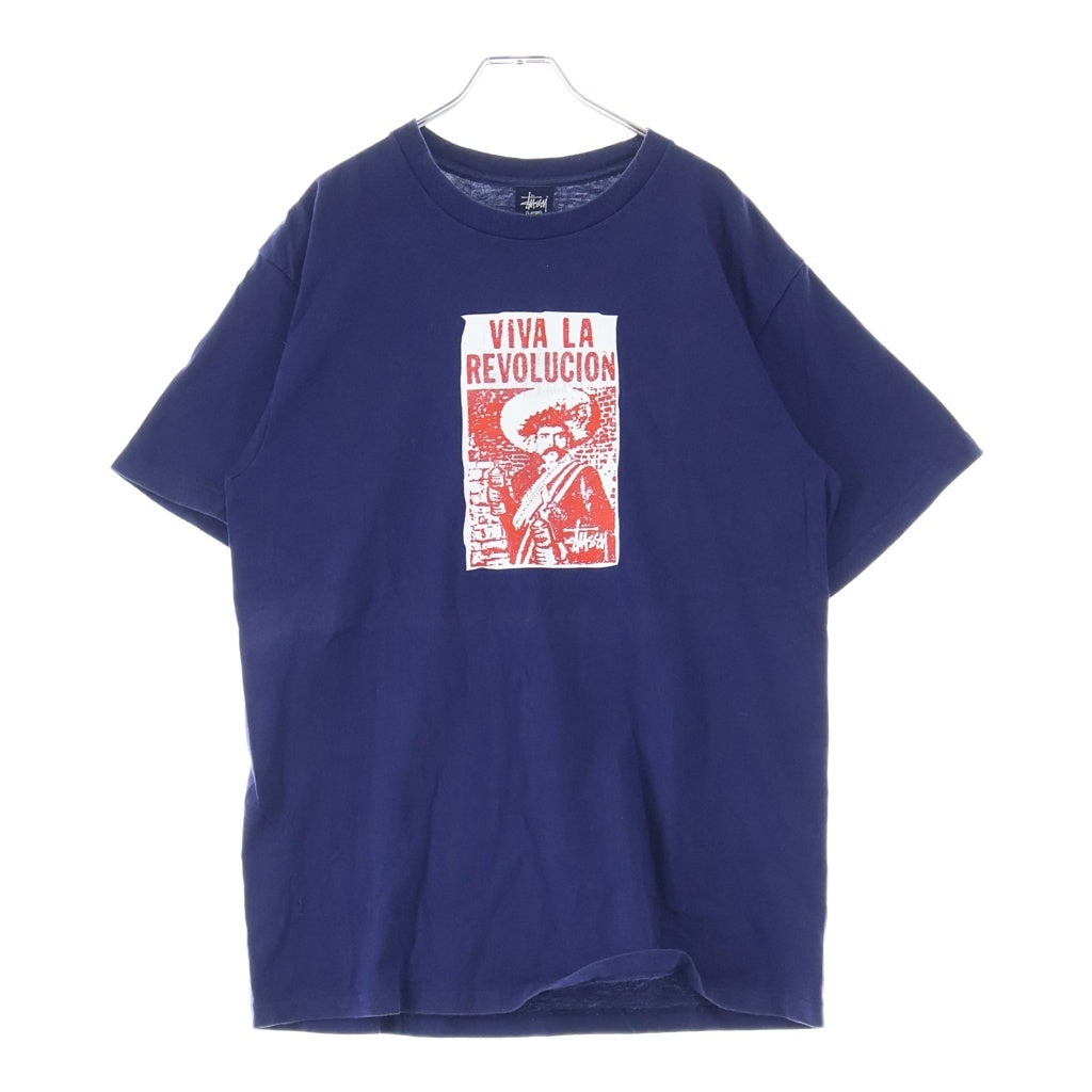 STUSSY(ステューシー) 00S OLD VIVA LA REVOLUCION PRINT TEE USA製 紺タグ グラフィックプリント クルーネック 半袖Tシャツ カットソー ネイビー