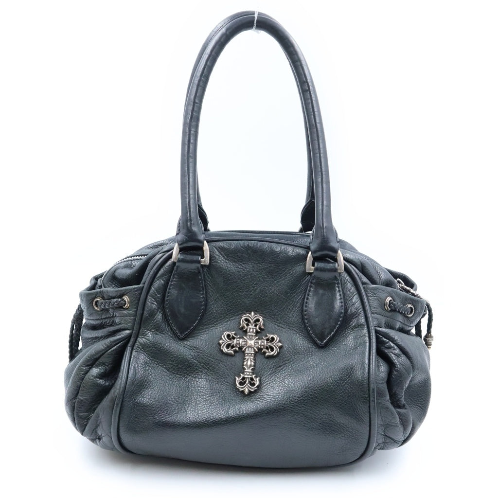CHROME HEARTS(クロムハーツ) SQRRY JO FILI SM スクローリー フィリグリークロス レザー ハンドバッグ ブラック