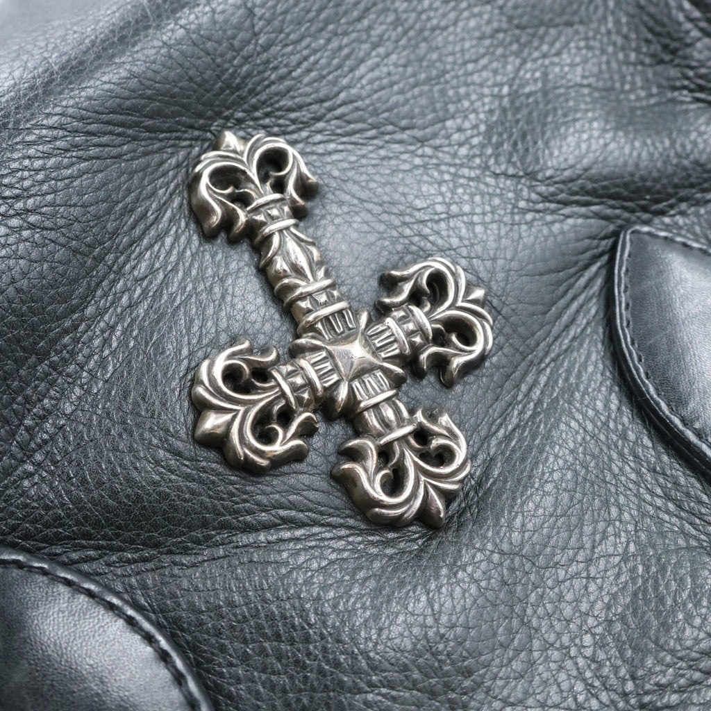 CHROME HEARTS(クロムハーツ) SQRRY JO FILI SM スクローリー フィリグリークロス レザー ハンドバッグ ブラック