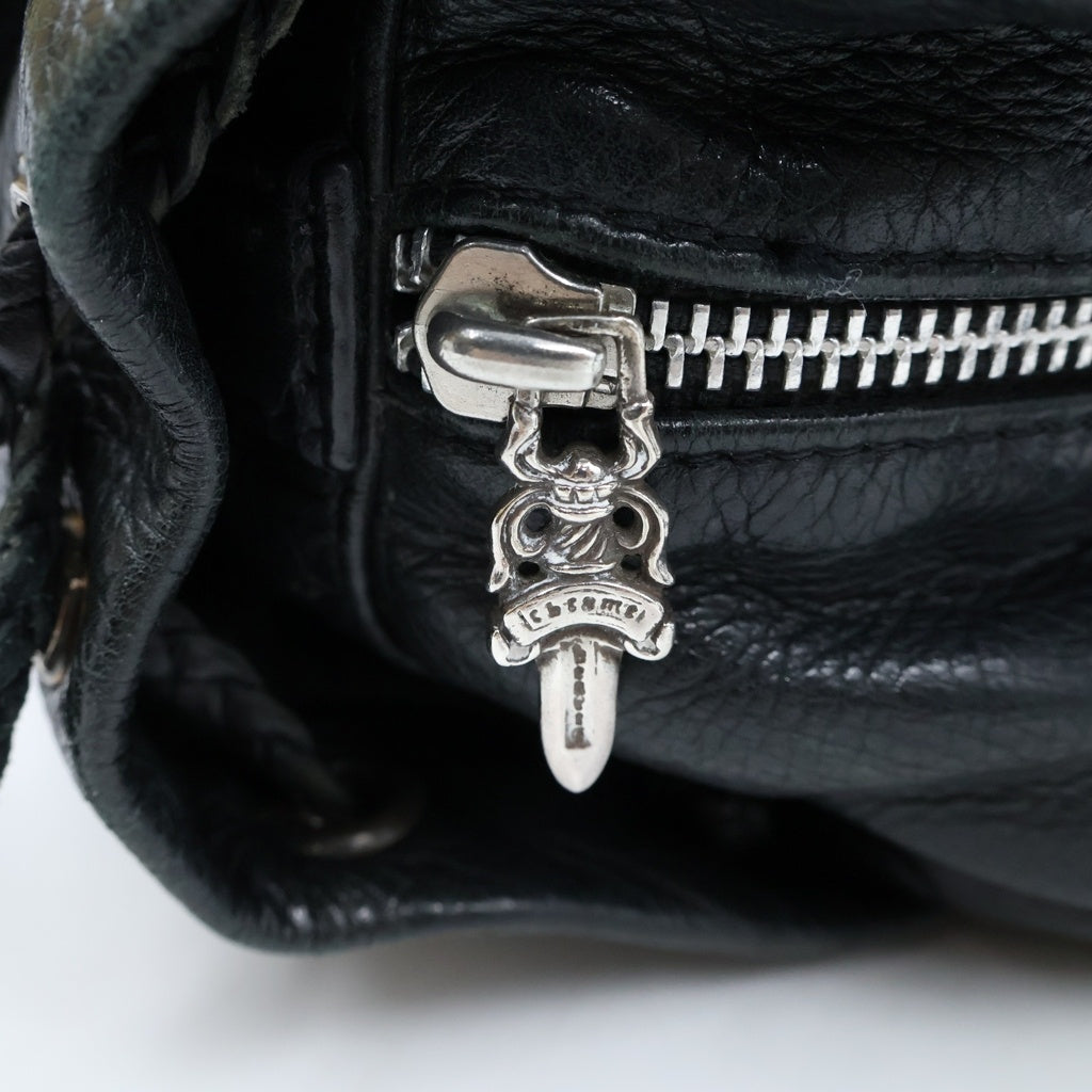 CHROME HEARTS(クロムハーツ) SQRRY JO FILI SM スクローリー フィリグリークロス レザー ハンドバッグ ブラック