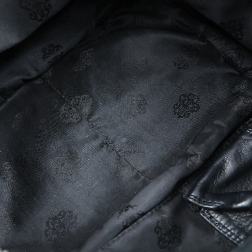 CHROME HEARTS(クロムハーツ) SQRRY JO FILI SM スクローリー フィリグリークロス レザー ハンドバッグ ブラック