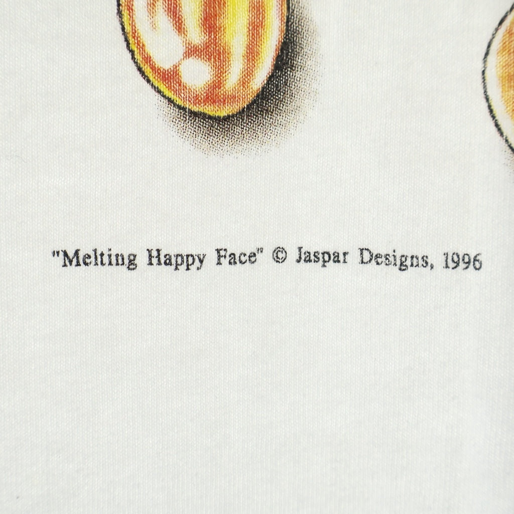 VINTAGE(ヴィンテージ) 90S VINTAGE MELTING HAPPY FACE 1996 TEE FRUIT OF THE LOOM ヴィンテージ スマイル イラストプリントTシャツ 半袖クルーネックカットソー ホワイト