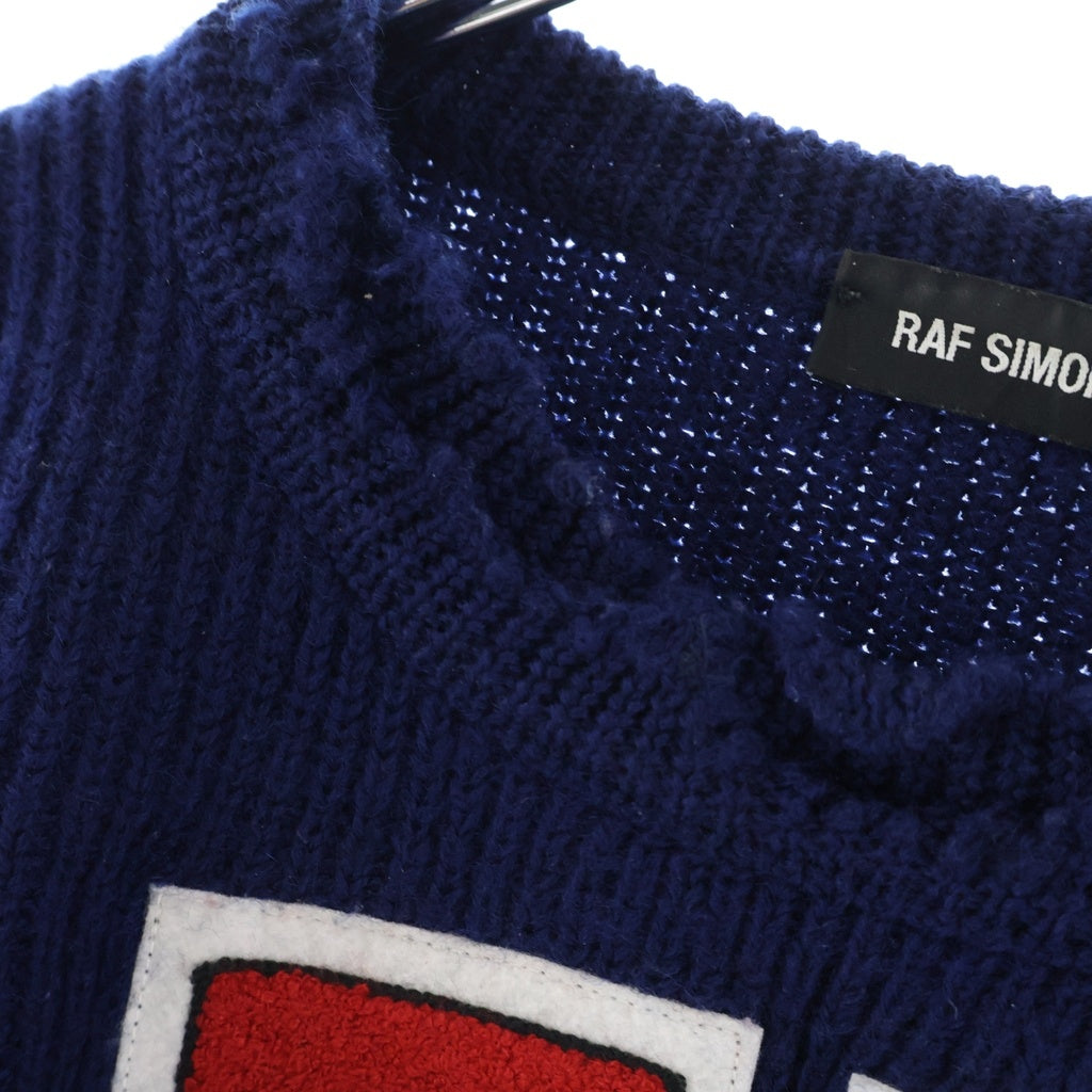 RAF SIMONS(ラフシモンズ) 16AW TWIN PEAKS Y VARSITY KNIT ツイン ピークス バーシティ ダメージニットセーター ブルー