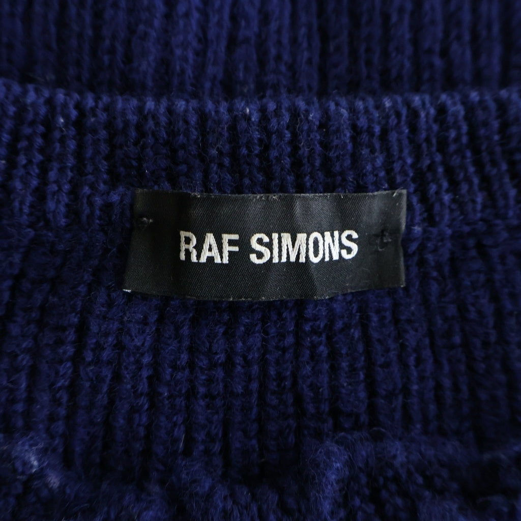 RAF SIMONS(ラフシモンズ) 16AW TWIN PEAKS Y VARSITY KNIT ツイン ピークス バーシティ ダメージニットセーター ブルー