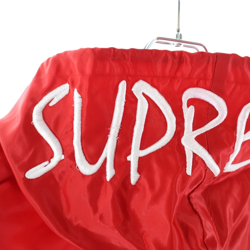 SUPREME(シュプリーム) 15SS ×MAJESTIC NY Yankees Satin Hooded Coaches Jacket マジェスティック ニューヨークヤンキース サテン フーデッド コーチジャケット レッド
