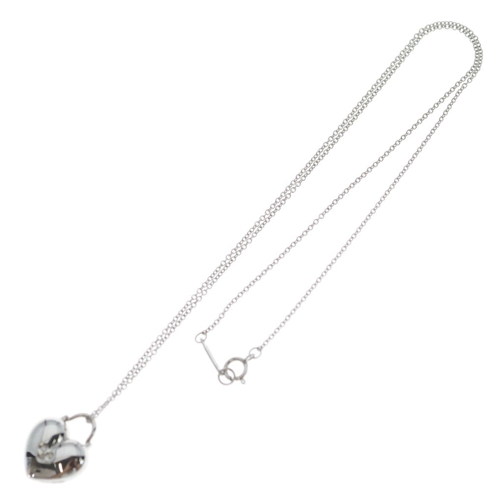 TIFFANY & Co.(ティファニー) K18WG センチメンタル ハート 3Pダイヤ チェーンネックレス ホワイトゴールド レディース