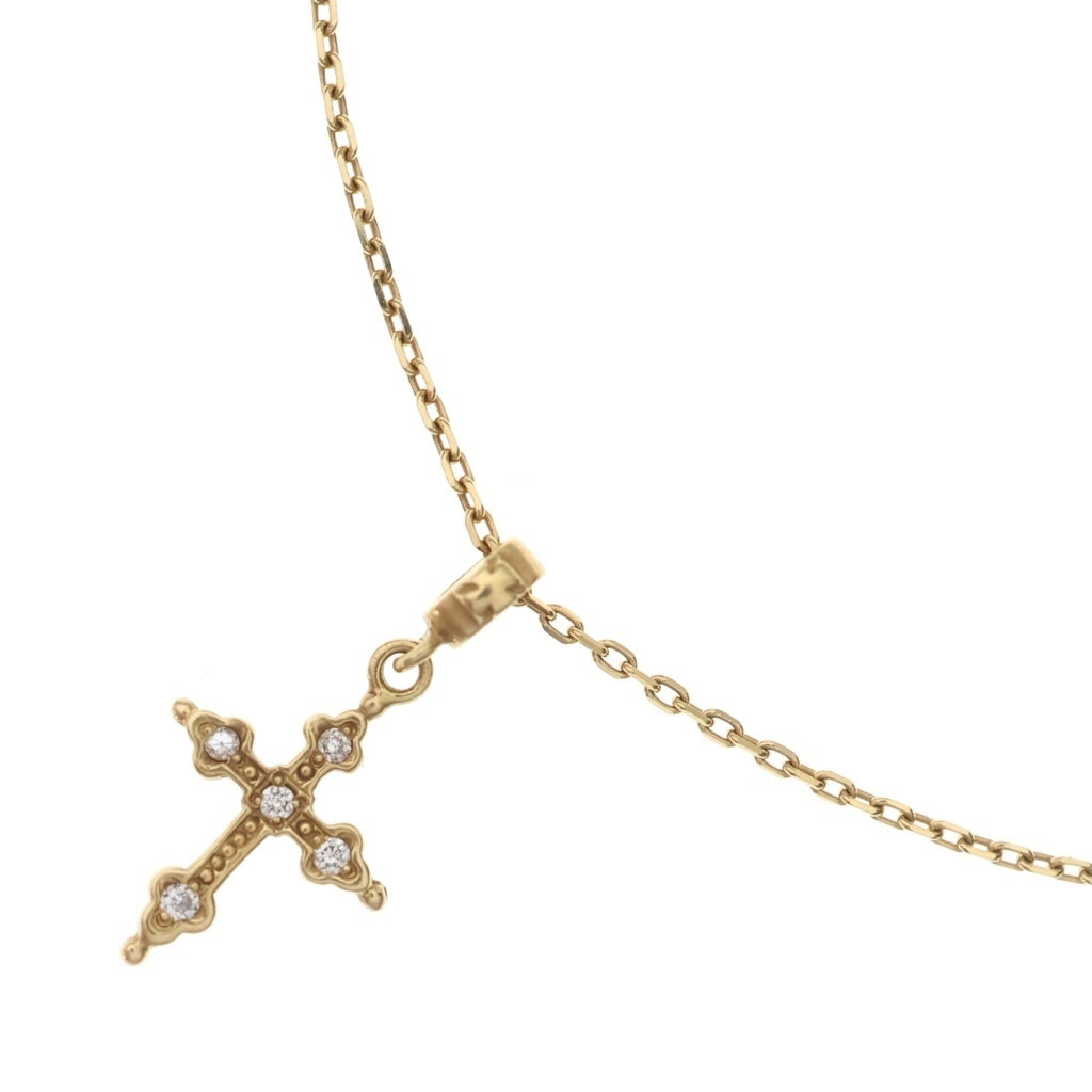 Loree Rodkin(ローリーロドキン) K18YG PETITE GOTHIC CROSS プチゴシッククロス ダイヤ チェーンネックレス ゴールド