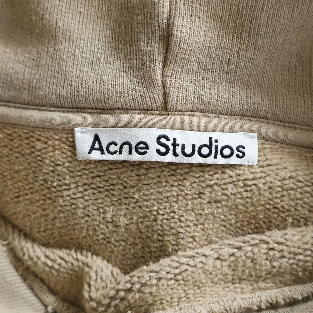 Acne Studios(アクネ ストゥディオズ) 24AW バック ラバー ロゴ パッチ ドローストリング プルオーバー フーデッド スウェット パーカー ベージュ FN-UX-SWEA000019