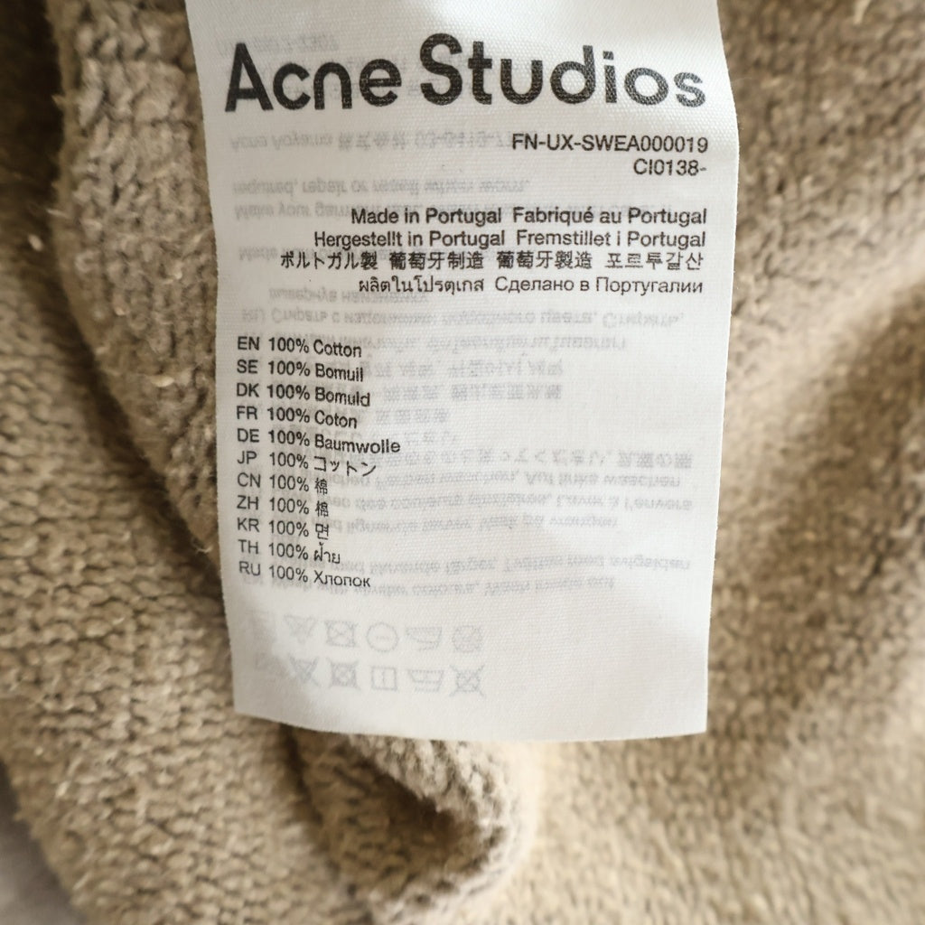 Acne Studios(アクネ ストゥディオズ) 24AW バック ラバー ロゴ パッチ ドローストリング プルオーバー フーデッド スウェット パーカー ベージュ FN-UX-SWEA000019