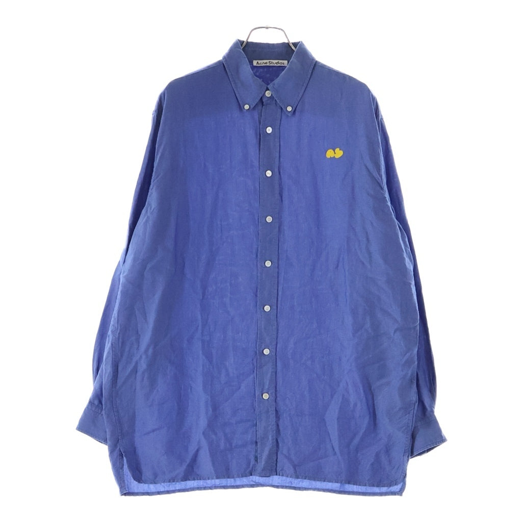 Acne Studios(アクネ ストゥディオズ) 22AW バブルロゴ エンブロイダリー ロングスリーブ 長袖シャツ ブルー