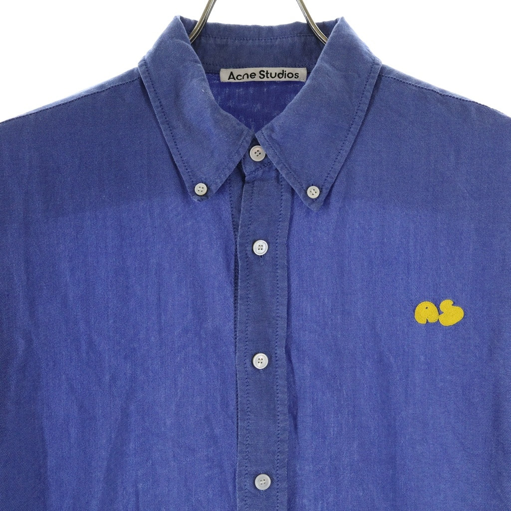 Acne Studios(アクネ ストゥディオズ) 22AW バブルロゴ エンブロイダリー ロングスリーブ 長袖シャツ ブルー
