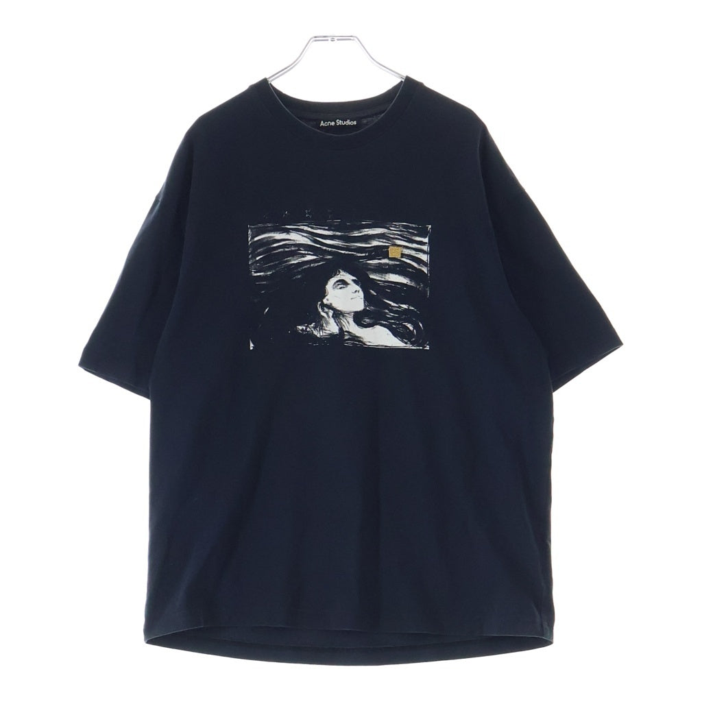 Acne Studios(アクネ ストゥディオズ) グラフィック プリント フェイス ロゴ パッチ クルーネック 半袖Tシャツ カットソー ブラック FN-UX-TSHI000126