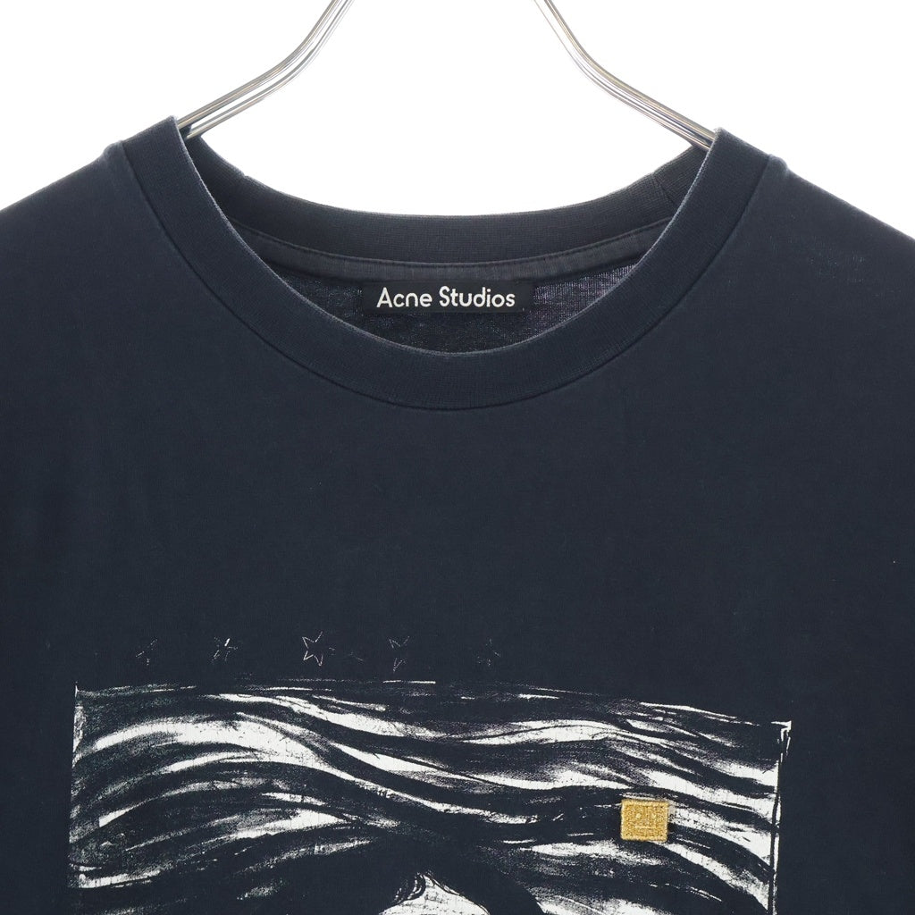 Acne Studios(アクネ ストゥディオズ) グラフィック プリント フェイス ロゴ パッチ クルーネック 半袖Tシャツ カットソー ブラック FN-UX-TSHI000126
