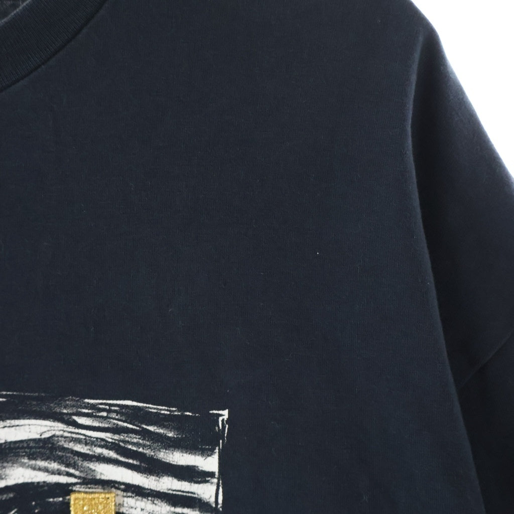 Acne Studios(アクネ ストゥディオズ) グラフィック プリント フェイス ロゴ パッチ クルーネック 半袖Tシャツ カットソー ブラック FN-UX-TSHI000126