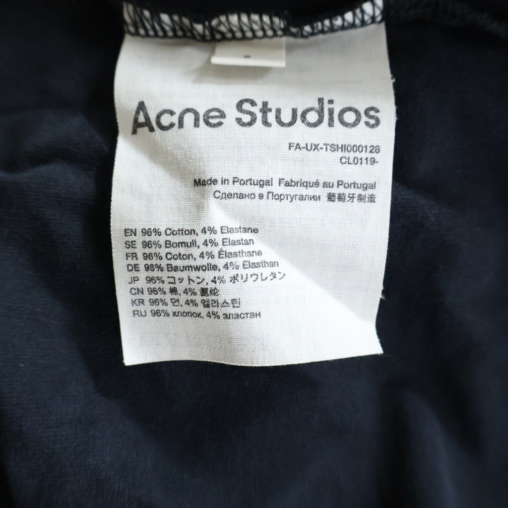 Acne Studios(アクネ ストゥディオズ) グラフィック プリント フェイス ロゴ パッチ クルーネック 半袖Tシャツ カットソー ブラック FN-UX-TSHI000126