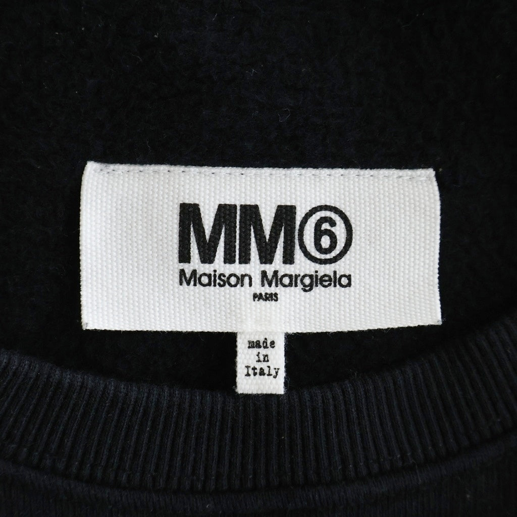 MM6 Maison Margiela(エムエムシックスメゾンマルジェラ) 19AW フロントラメプリント プルオーバー 半袖クルーネック 裏起毛 スウェット ブラック レディース S32GC0519 S25387