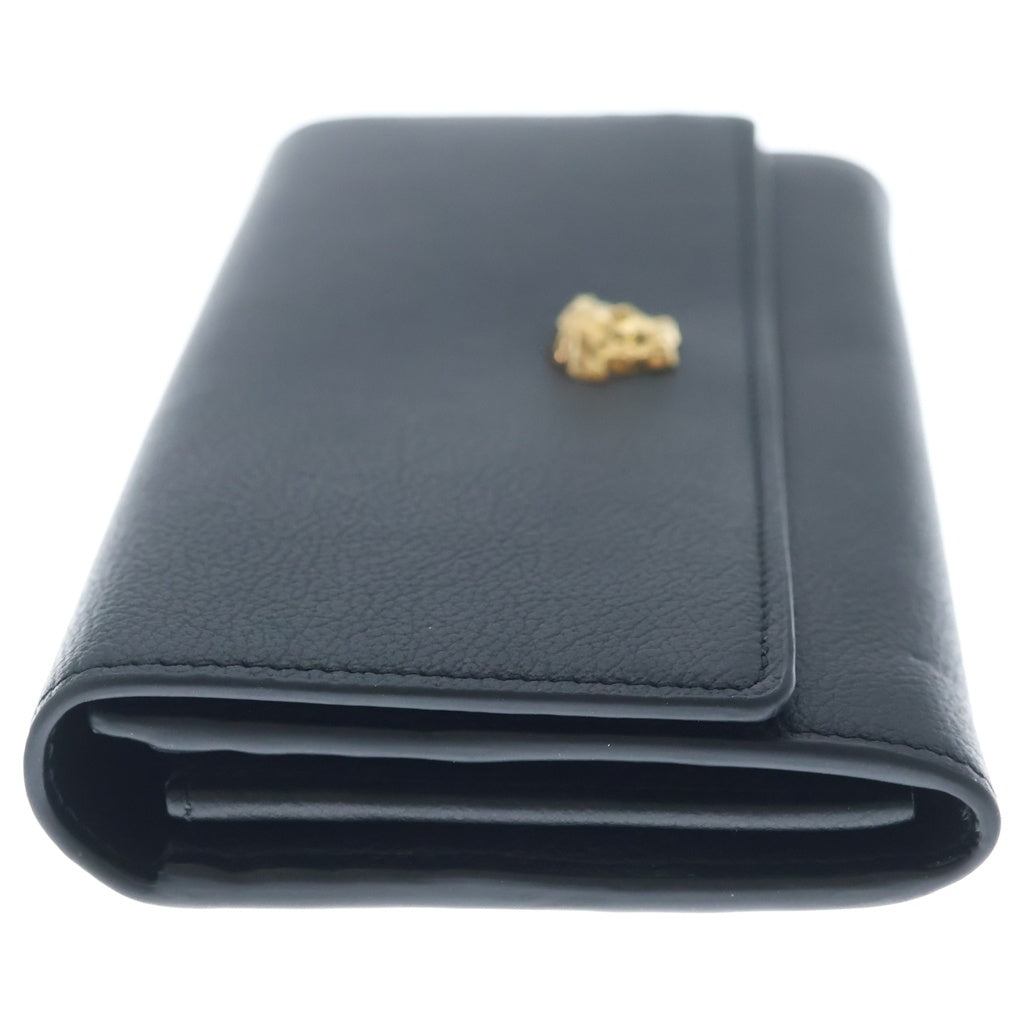 VERSACE(ヴェルサーチ) メデューサデザイン フラップ レザーロングウォレット ブラック 1015580 レディース