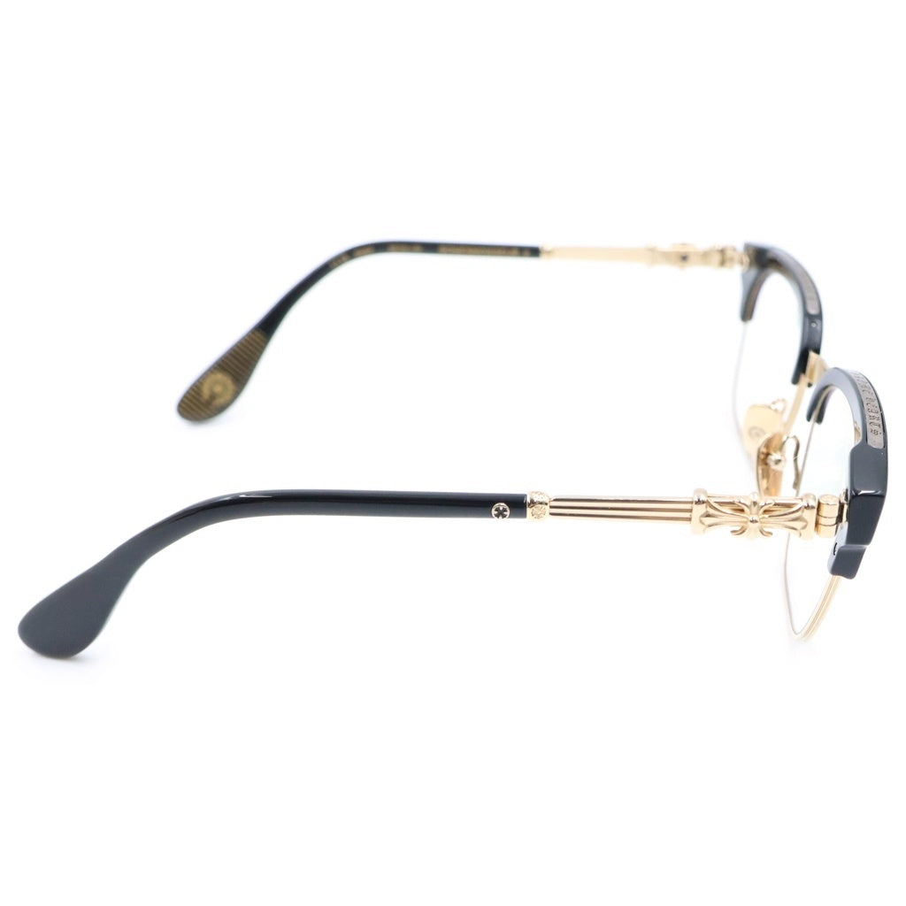 CHROME HEARTS(クロムハーツ) BONENNOISSEUR 2 テンプルCHクロス ハーフリム サングラス アイウェア 眼鏡 ブラック/ゴールド