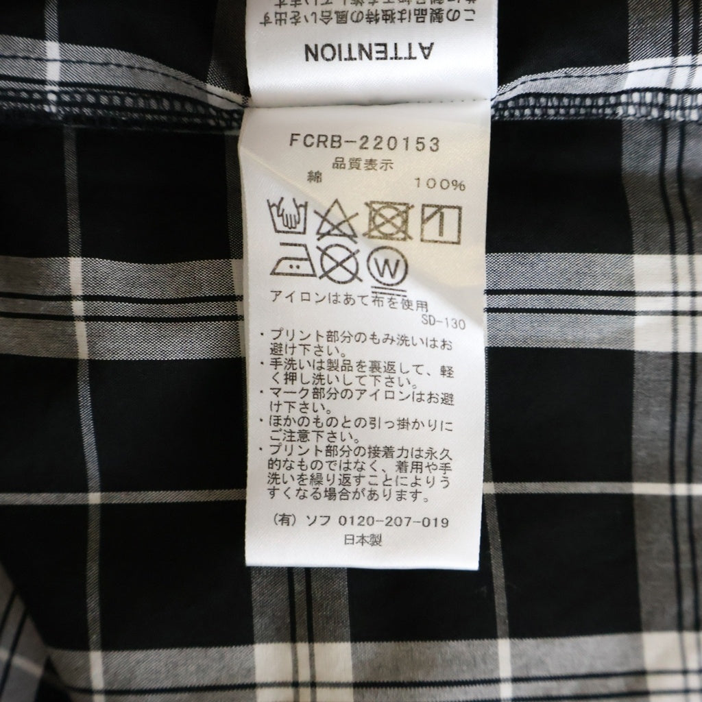 F.C.R.B.(エフシーアールビー) 22SS ×WIND AND BRISTOL SEA S/S BAGGY SHIRT ウィンダンシー チェック柄 バックロゴプリント 半袖バギーシャツ ブラック FCRB-220153