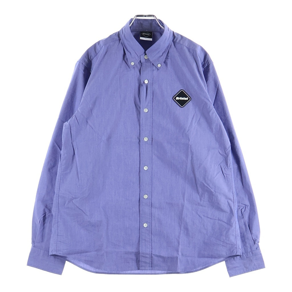 F.C.R.B.(エフシーアールビー) 21SS COOLMAX EMBLEM B.D SHIRT クールマックス 胸ロゴエンブロイダリー 長袖ボタンダウンシャツ ブルー FCRB-210072