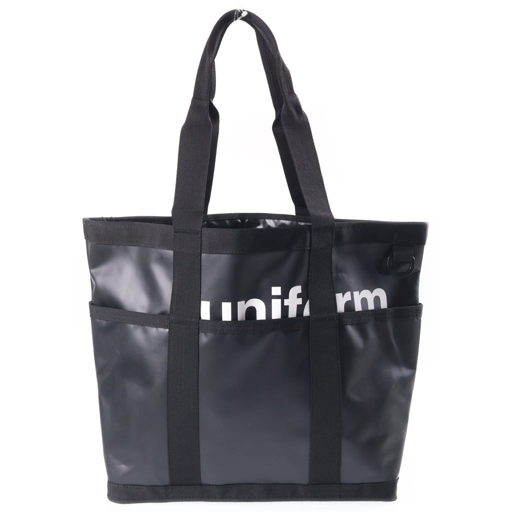 UNIFORM EXPERIMENT(ユニフォームエクスペリメント) 23AW TOTE BAG ロゴプリント PVCトートバッグ ハンドバッグ ブラック UE-232035 レディース