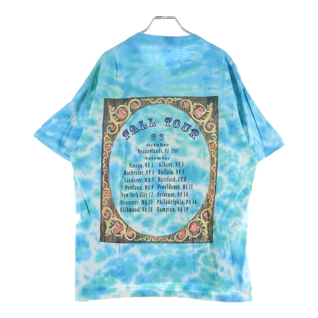 VINTAGE(ヴィンテージ) 90S VINTAGE JERRY GARCIA BAND 1993 TOUR ANVIL ヴィンテージ USA製 ジェリーガルシアバンド 両面プリント タイダイ染め ツアー 半袖Tシャツ カットソー ブルー