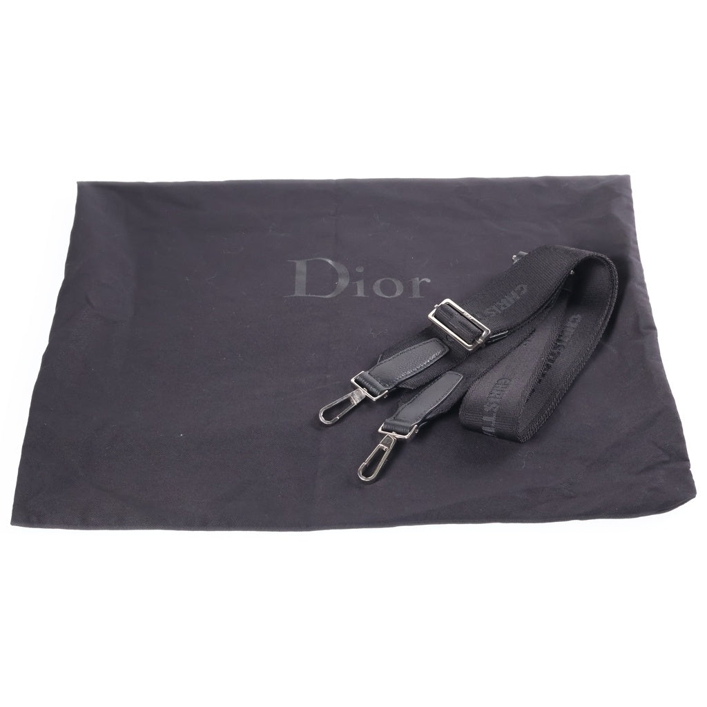 Christian Dior(クリスチャンディオール) サドル ラージ バーティカルトート 2WAY レザーショルダーバッグ シルバー金具 ブラック 29-BO-0149 レディース