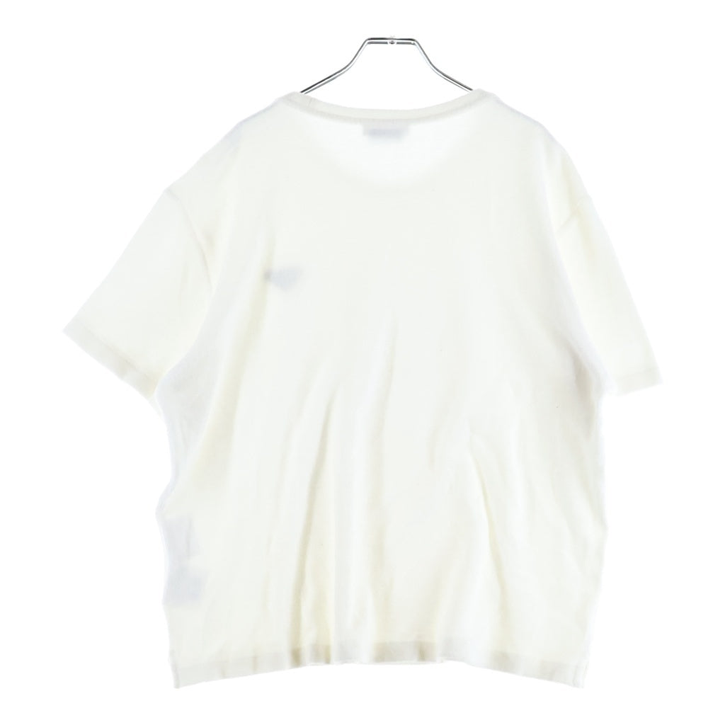 PRADA(プラダ) パイル トライアングルロゴプレート クルーネック半袖Tシャツ カットソー ホワイト UJN885