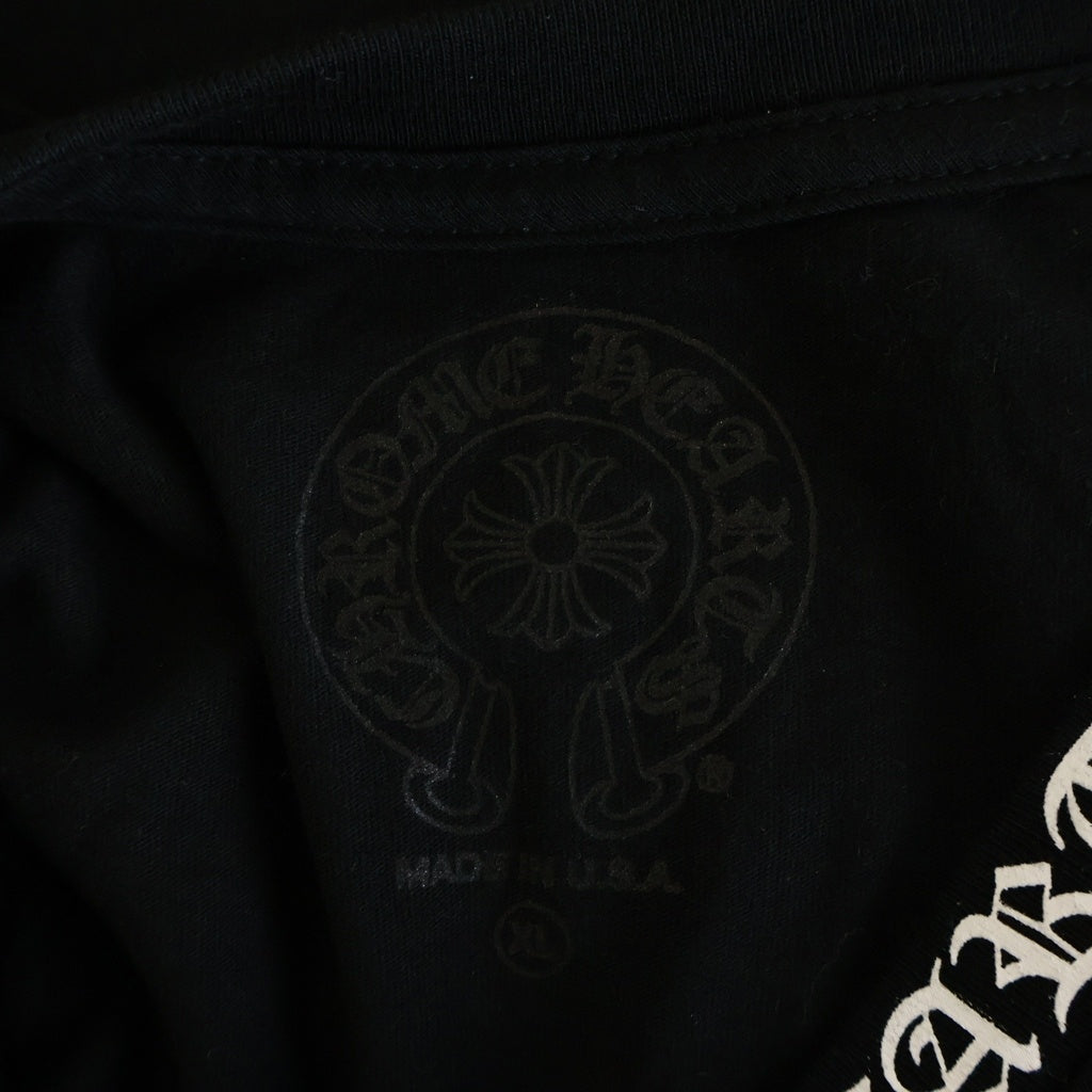 CHROME HEARTS(クロムハーツ) NECK LOGO S/S TEE ネックロゴプリント チェストポケット クルーネック半袖Tシャツ カットソー ブラック
