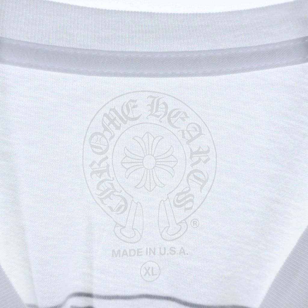 CHROME HEARTS(クロムハーツ) SCROLL LABEL S/S TEE スクロールラベル チェストポケット バックロゴプリント クルーネック半袖Tシャツ カットソー ホワイト