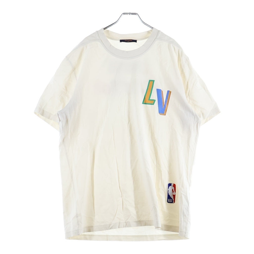 LOUIS VUITTON(ルイヴィトン) 21SS ×NBA ヴァージルアブロー期 両面プリント ロゴエンブロイダリー クルーネック半袖Tシャツ カットソー アイボリー RM212M DT3 HLY20W